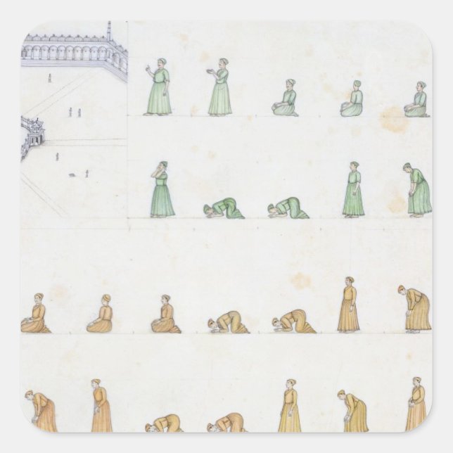 Adesivo Quadrado Diferentes posições do Corpo durante a Oração de (Frente)