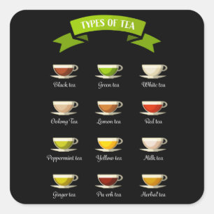 Adesivo Quadrado Diferentes tipos de presentes no chá