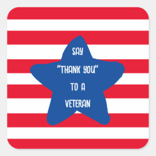 Adesivo Quadrado Diga "Obrigado" A Um Dia De Memória Veterano