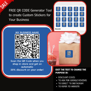 Adesivo Quadrado Digitalizar código QR para um azul PERSONALIZADO d