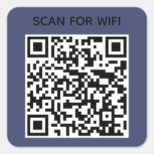 Adesivo Quadrado Digitalizar para ligar o Código QR Wifi Marinho Mo