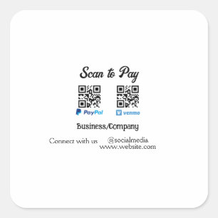 Adesivo Quadrado Digitalize para pagar código q r paypal venmo adic