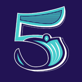 Adesivo Quadrado Digite Art: Número cinco