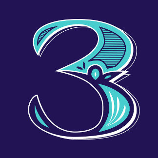 Adesivo Quadrado Digite Art: Número três