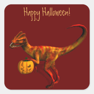 Adesivo Quadrado Dilophosaurus de Halloween