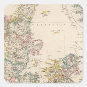 Adesivo Quadrado Dinamarca com o mapa inserir de Islândia