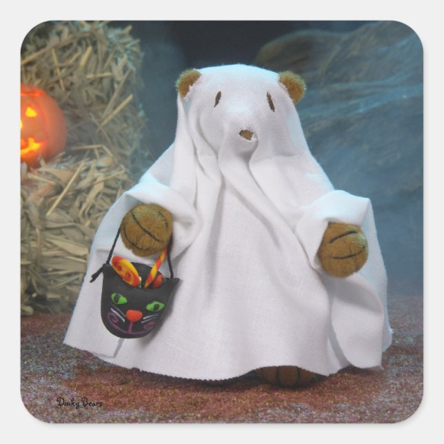 Adesivo Quadrado Dinky Bears Little Ghost (Frente)