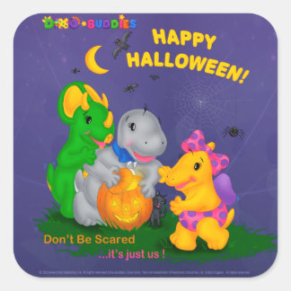Adesivo Quadrado Dino-Buddies™ Stickers - Cena de Halloween