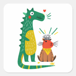 Adesivo Quadrado Dino & capy