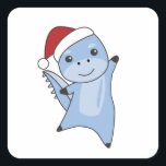 Adesivo Quadrado Dino Christmas Dinos Winter Animais<br><div class="desc">O cachorro de dinossauro para o Natal com luzes de fadas. Animais engraçados com presentes e neve nas férias. Também é engraçado para o Natal em julho. Dinos são animais bonitos e perfeitos para o Natal.</div>