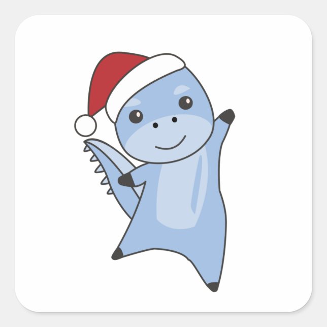 Adesivo Quadrado Dino Christmas Dinos Winter Animais (Frente)