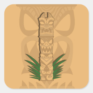 Adesivo Quadrado Dinossaur Tiki Totem