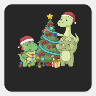 Adesivo Quadrado Dinossauro Natal Crianças Árvore de Natal Dinoss