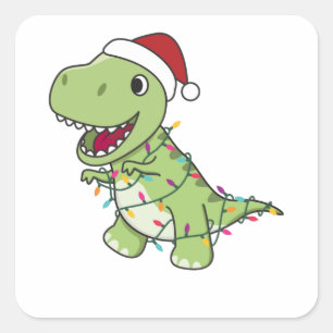 Adesivo Quadrado Dinossauro Natal Neve Inverno T-Rex Dino