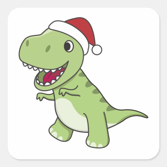 Adesivo Quadrado Dinossauro Natal Neve Inverno T-Rex Dino (Frente)