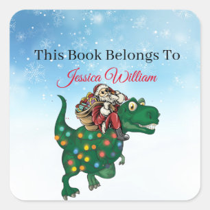 Adesivo Quadrado Dinossauro, Rótulo Personalizado do Livro para Li