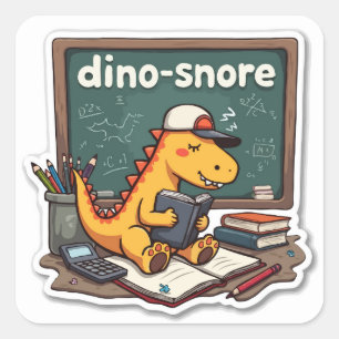 Adesivo Quadrado Dinossauro Sonolento 'Dino-Snore' Pun Die-Cut
