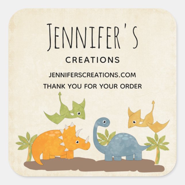 Adesivo Quadrado Dinossauros Cons Negócios Pré-Históricos da Vida S (Frente)