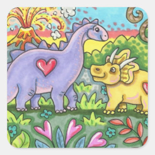 ADESIVO QUADRADO DINOSSAUROS PREHISTÓRICOS COORDENADOS, AMIGOS DIN