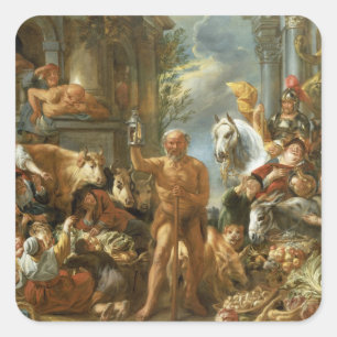 Adesivo Quadrado Diogenes que procurara por um homem honesto,