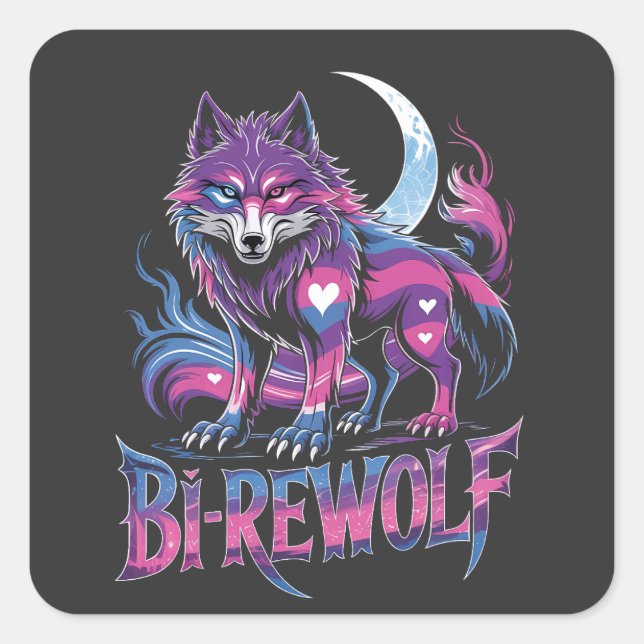 Adesivo Quadrado Dire Wolf Birewolf Bisexual LGBT (Frente)