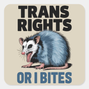 Adesivo Quadrado Direitos Trans Ou Eu Morde Gay Divertido Orgulho L