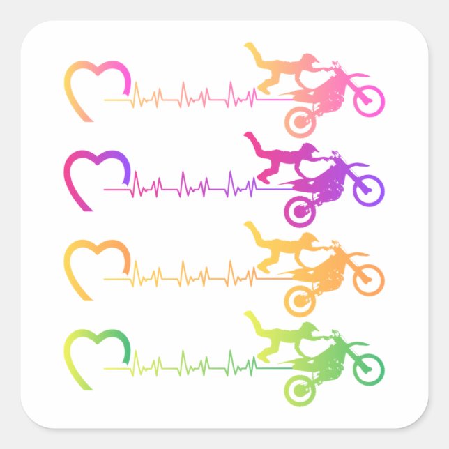Adesivo Quadrado Dirt Bike Motocross Heartbeat Bebê Bodyfato (Frente)