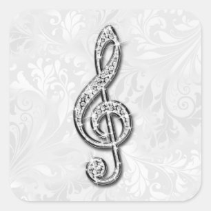 Adesivo Quadrado Disamond Music Note Floral Damask