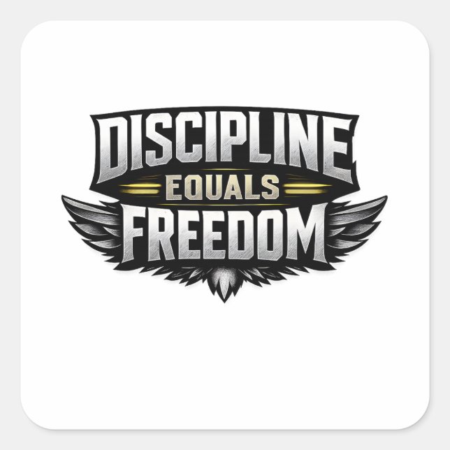 Adesivo Quadrado Discipline Equals Freedom – Motivational Design  (Frente)