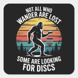 Adesivo Quadrado Disco de Golfe Engraçado Vintage Bigfoot Golfista