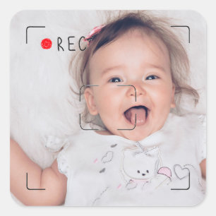 Adesivo Quadrado Disco Engraçado Ponto Vermelho Foto Personalizada