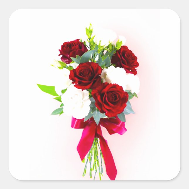 Adesivo Quadrado Disposição Floral Elegante Com Borgonha (Frente)