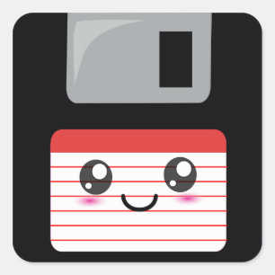 Adesivo Quadrado Disquete Feliz e Bonito/Kawaii