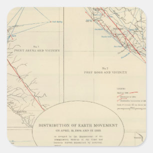 Adesivo Quadrado Distribuição do movimento de terra em Califórni