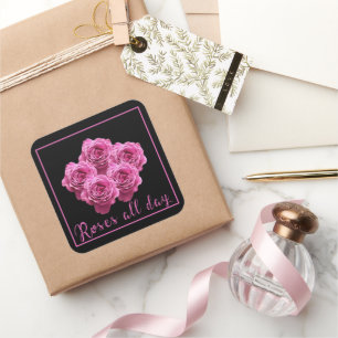 Adesivo Quadrado Ditos engraçados sobre rosas e amor