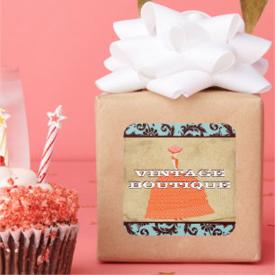 Adesivo Quadrado Diva Fashion Sticker Orange Retro Pontos