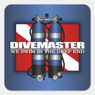Adesivo Quadrado Divemaster (tanques do mergulhador)