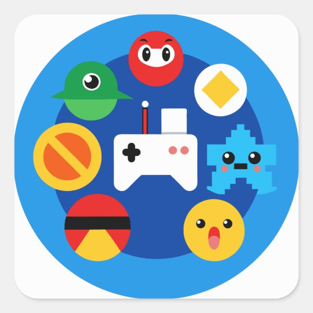 Adesivo Quadrado Diversão de Arcade Retroativa (Frente)