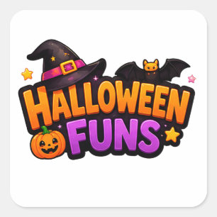 Adesivo Quadrado Diversão de festa de Halloween para crianças e fam
