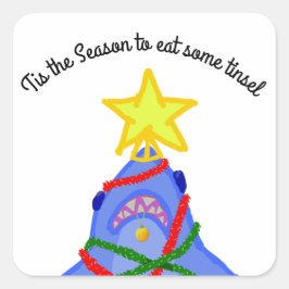 Adesivo Quadrado Diversão de Natal de Tubarão