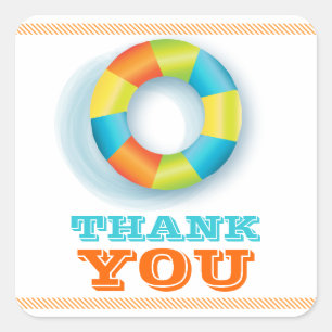 Adesivo Quadrado Diversão de Verão de festa de piscina no Sun Stick