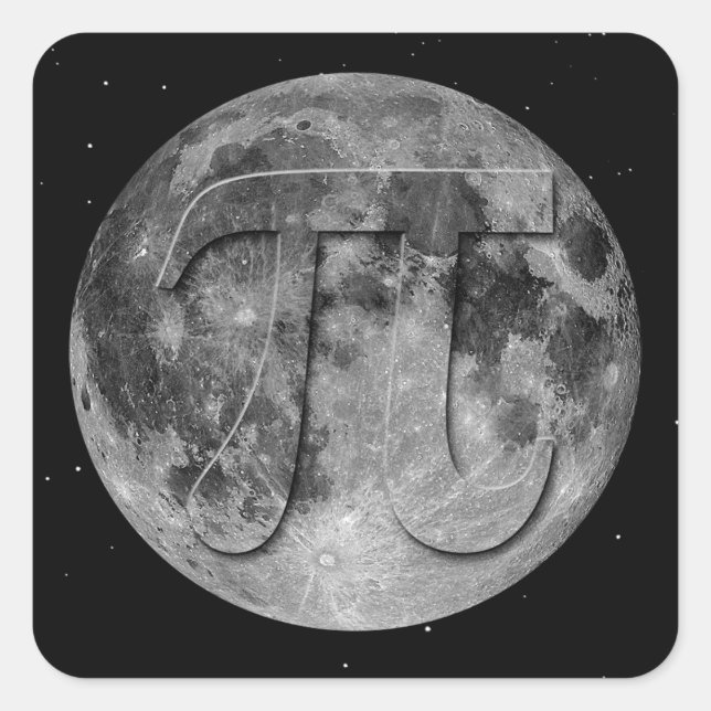 Adesivo Quadrado Diversão do Dia Pi da Lua Completa (Frente)