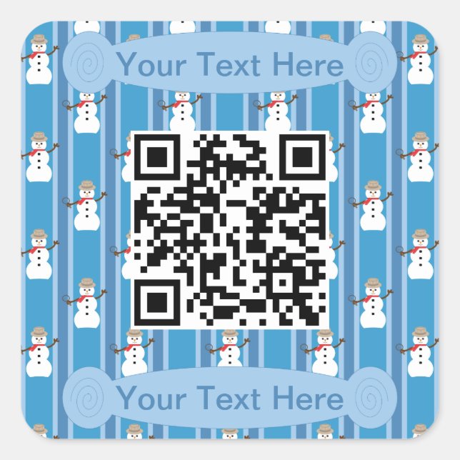 Adesivo Quadrado Diversão e Rico Blue Snowman Detetive QR Code (Frente)