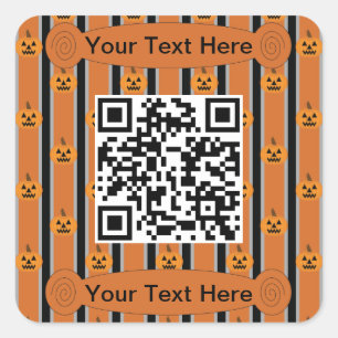 Adesivo Quadrado Diversão e Rico Halloween Pumpkins Código QR