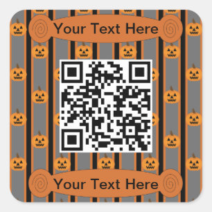 Adesivo Quadrado Diversão e Rico Halloween Pumpkins Código QR