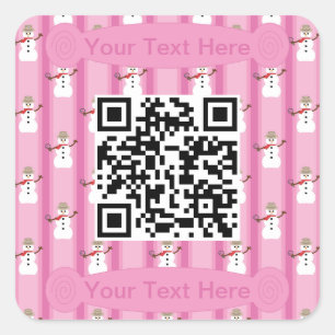 Adesivo Quadrado Diversão e Rico Rosa Snowman Detetive QR Code