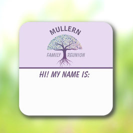 Adesivo Quadrado Diversão em família! Crachá personalizado com nome