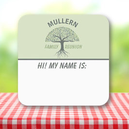 Adesivo Quadrado Diversão em família! Crachá personalizado com nome