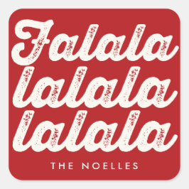 Adesivo Quadrado Diversão Falalalala Script Negrito Vermelho Feriad