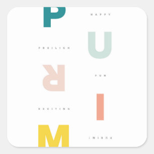 Adesivo Quadrado Diversão Feliz Purim Pastels